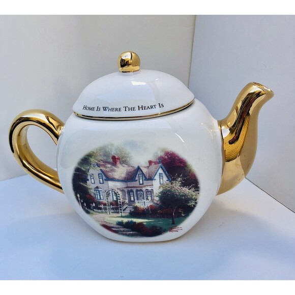 Thomas Kinkade Home Is Where The Heart Is II Decorative Tea Pot Teleflora Gift - Picture 2 of 10